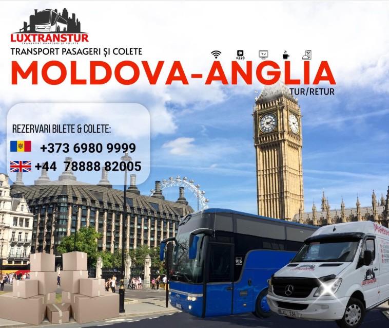 Transport Anglia – Moldova si retur. Pasageri si Colete